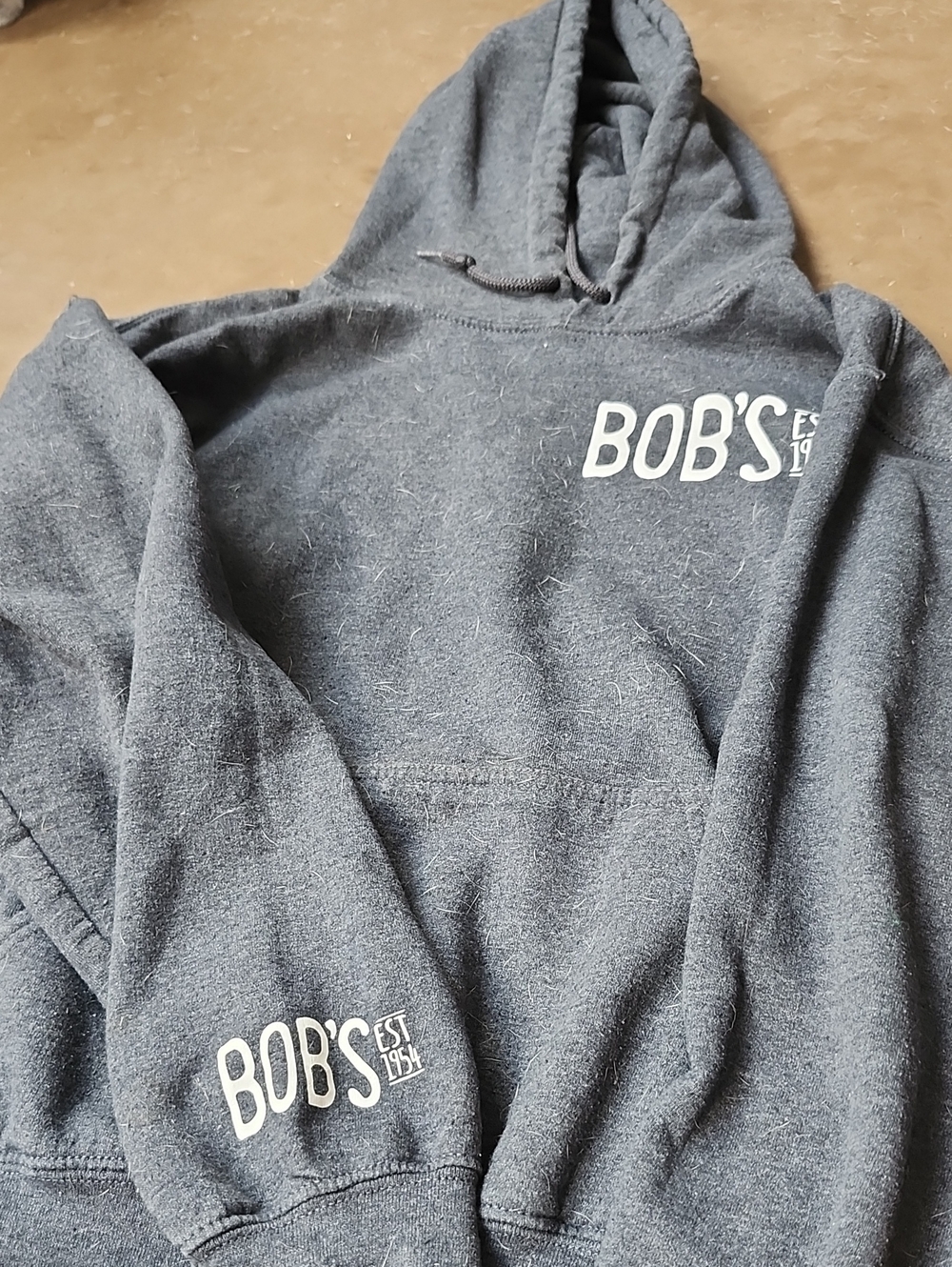 Gildan Kids Dark Gray Pullover Hoodie with White Bob's Logo